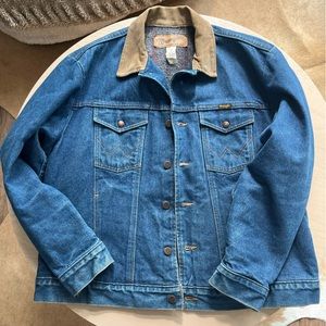 WRANGLER BLANKET LINED CORDUROY COLLAR DENIM JACKET Size 44